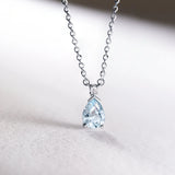 Amelie Pear Aquamarine Necklace in 18k White Gold