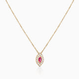 Art Deco Cleo Ruby and Diamond Necklace in 18k Yellow Gold