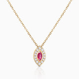 Art Deco Cleo Ruby and Diamond Necklace in 18k Yellow Gold