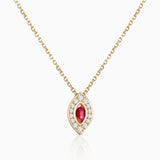 Gargantilha Cleo Art Déco com rubis e diamantes em ouro amarelo de 18K