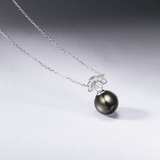 Brett Tahitian Pearl and Diamond Necklace in 18k White Gold