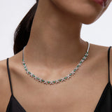 Gargantilla Jasmine de Esmeraldas y Diamantes en Oro Blanco de 18 Kt