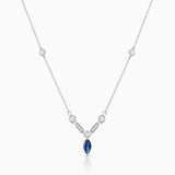 Gargantilha Marion Safira e Diamante em Ouro Branco 18K