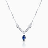 Gargantilha Marion Safira e Diamante em Ouro Branco 18K