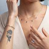 Gargantilla Stud Diamante en Oro Blanco de 18 Kt