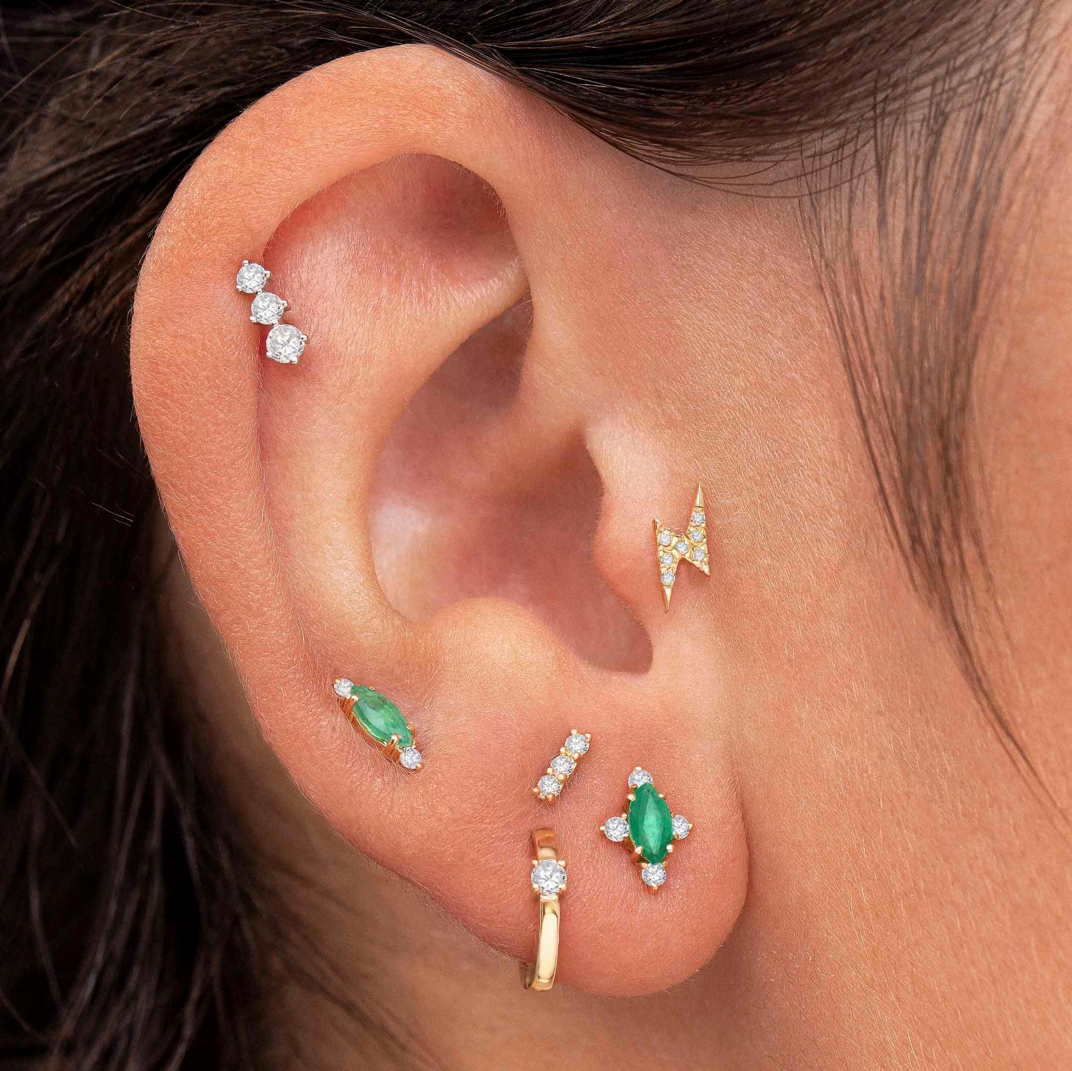 Pendiente Piercing Crax de Diamante en Oro Rosa de 18 Kt