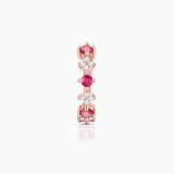 Diamond Cross Ruby Hoop Earring in 18k Rose Gold