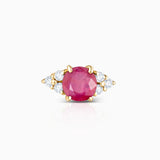 Crown II Ruby Piercing Earring in 18k Yellow Gold