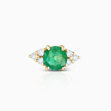 Crown II Emerald Piercing Earring in 18k Yellow Gold