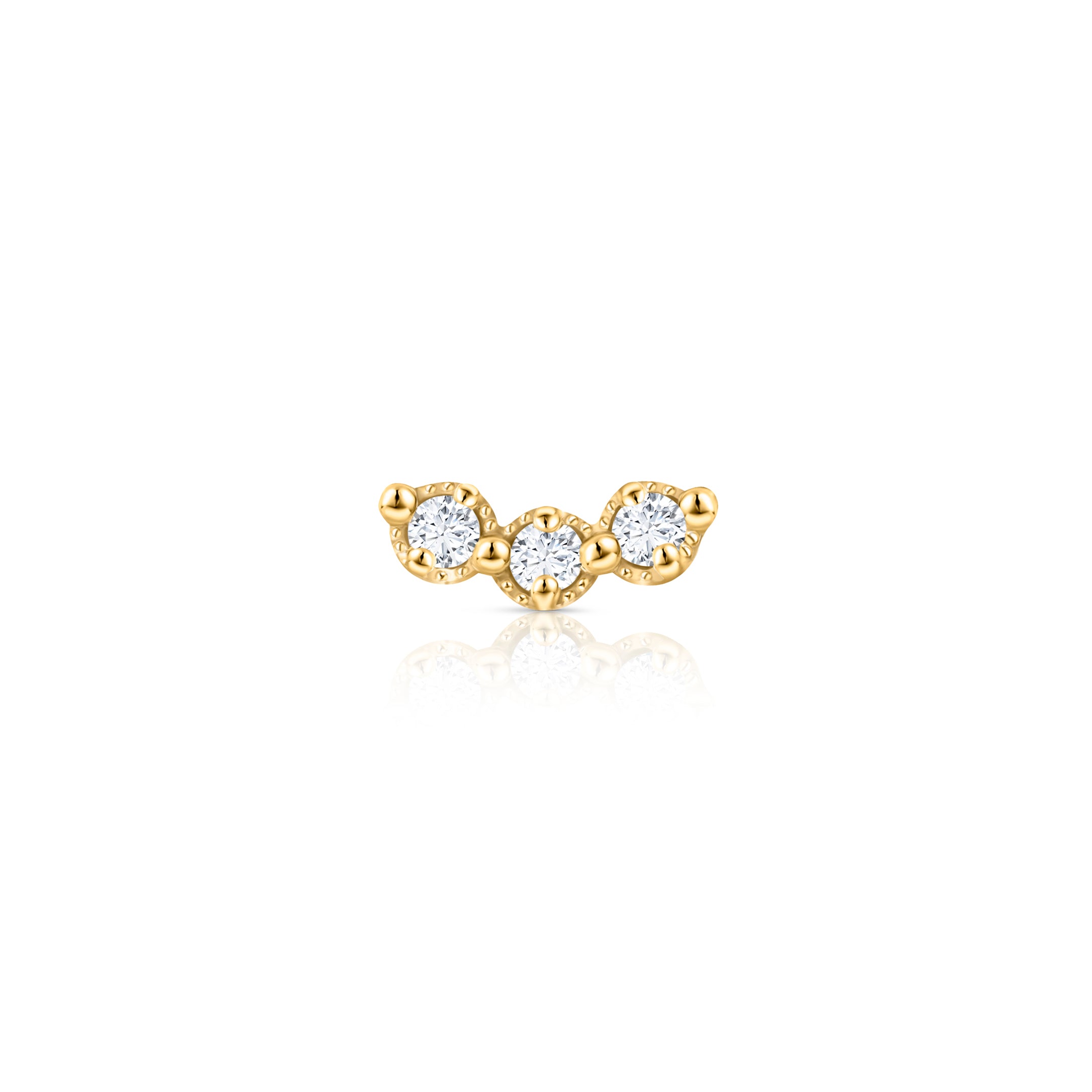 Pendiente Piercing Milgrain Trilogy de Diamantes en Oro Amarillo de 18 Kt