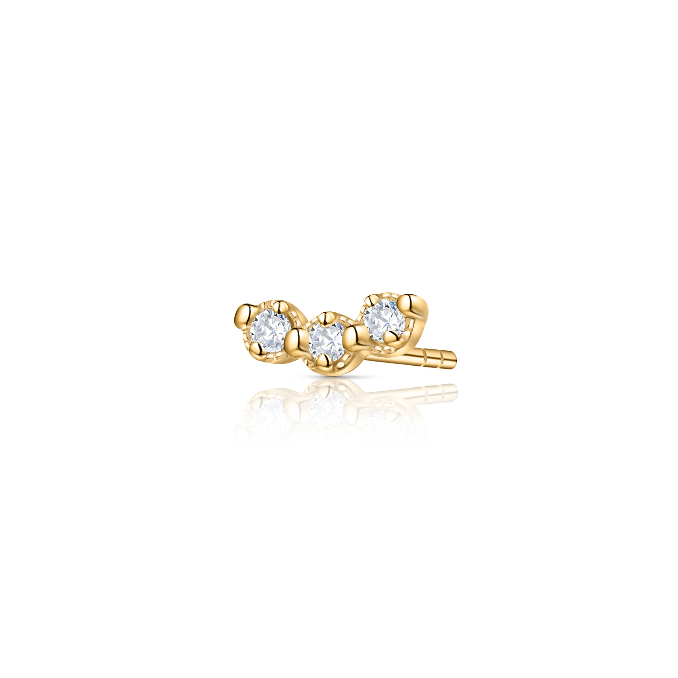 Pendiente Piercing Milgrain Trilogy de Diamantes en Oro Amarillo de 18 Kt