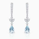 Pendientes de Aro Marella de Aguamarinas y Diamantes en Oro Blanco de 18 Kt