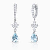 Pendientes de Aro Marella de Aguamarinas y Diamantes en Oro Blanco de 18 Kt