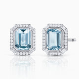 Pendientes Art Deco Clarice de Aguamarinas y Diamantes en Oro Blanco de 18 Kt