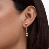 Art Deco Cleo Ruby and Diamond Earrings in 18k Yellow Gold