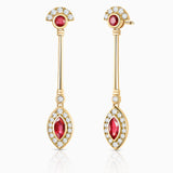 Art Deco Cleo Ruby and Diamond Earrings in 18k Yellow Gold