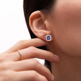 Pendientes Art Deco Helen de Zafiros y Diamantes en Oro Blanco de 18 Kt