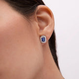 Pendientes Art Deco Helen de Zafiros y Diamantes en Oro Blanco de 18 Kt