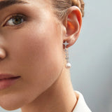Pendientes Aster de Perlas y Diamantes en Oro Blanco de 18 Kt