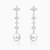 Pendientes Aster de Perlas y Diamantes en Oro Blanco de 18 Kt