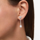 Pendientes Caroline de Perlas y Diamantes en Oro Blanco de 18 Kt