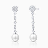 Pendientes Caroline de Perlas y Diamantes en Oro Blanco de 18 Kt