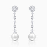 Pendientes Caroline de Perlas y Diamantes en Oro Blanco de 18 Kt