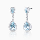 Brincos de água-marinha e diamantes Clarissa em ouro branco 18K