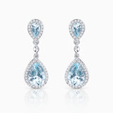 Brincos de água-marinha e diamantes Clarissa em ouro branco 18K