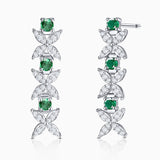 Pendientes Jasmine de Esmeraldas de Zambia y Diamantes en Oro Blanco de 18 Kt