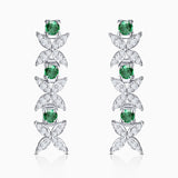 Pendientes Jasmine de Esmeraldas de Zambia y Diamantes en Oro Blanco de 18 Kt