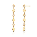 Pendientes Largos Losange de Diamantes en Oro Amarillo de 18 Kt