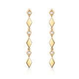 Pendientes Largos Losange de Diamantes en Oro Amarillo de 18 Kt