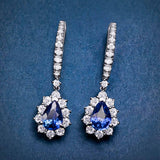 Mist of Ceylon Sapphire and Diamond Earrings in 18k White Gold