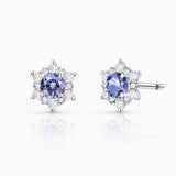 Pendientes Spirit of the Rose de Tanzanitas y Diamantes en Oro Blanco de 18 Kt