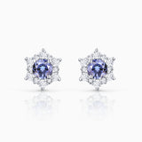 Pendientes Spirit of the Rose de Tanzanitas y Diamantes en Oro Blanco de 18 Kt