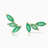 Pendientes Trepadores Tri-Marquise Esmeralda en Oro Amarillo de 18 Kt