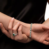 Pulsera Jasmine de Esmeraldas y Diamantes en Oro Blanco de 18 Kt