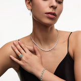 Pulsera Jasmine de Esmeraldas y Diamantes en Oro Blanco de 18 Kt