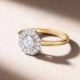 Sortija Art Deco Belle de Diamantes 0,43 Cts. en Oro Blanco y Amarillo de 18 Kt