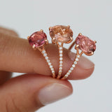 Sortija Aurora de Turmalina y Diamantes en Oro Rosa de 18 Kt