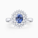 Anel de safira e diamante Blooms of Ceylon em ouro branco 18K