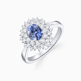 Anel de safira e diamante Blooms of Ceylon em ouro branco 18K