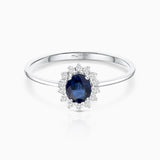 Sortija Dalia de Zafiro y Diamantes en Oro Blanco de 18 Kt