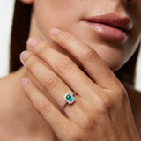 Elizabeth Emerald and Diamond Ring in 18k White Gold