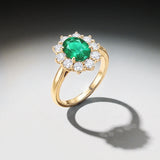 Irem Emerald and 0.50 ct Diamond Ring in 18k Yellow Gold