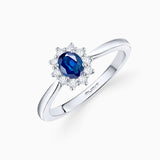 Sortija Irem de Zafiro y Diamantes de 0,16 Cts. en Oro Blanco de 18 Kt