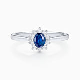 Sortija Irem de Zafiro y Diamantes de 0,16 Cts. en Oro Blanco de 18 Kt
