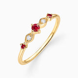 Sortija Laurie de Rubíes y Diamantes en Oro Amarillo de 18 Kt