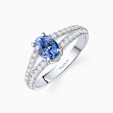 Sortija Light of Ceylon de Zafiro y Diamantes en Oro Blanco de 18 Kt